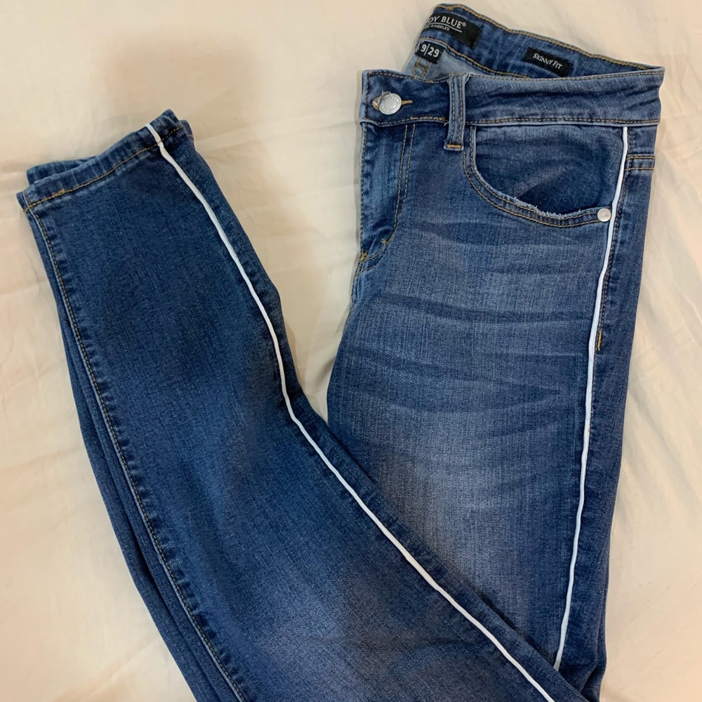 Judy Blue skinny jeans with white stripe down the side